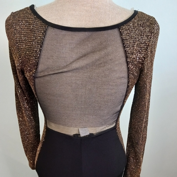 Size Small/ Medium Women’s Formal Sheet Dress Mermaid Prom Gold Black Sparkly - Picture 3 of 8